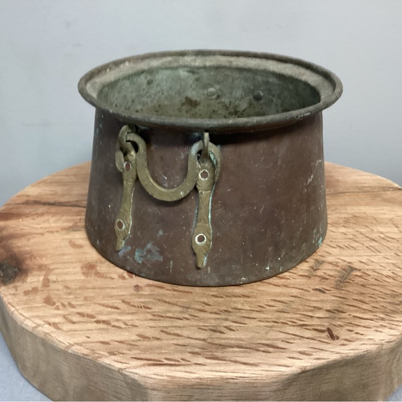 🟡 Vintage (Antique - ?)Copper Pot - Brass Handles - Beautiful Patina - Rare - Picture 2 of 14